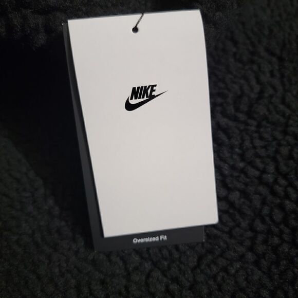 Nike Sportswear Swoosh Teddy Sherpa Jacket Black White Dunk Low Quilt Size M New - Picture 13 of 17